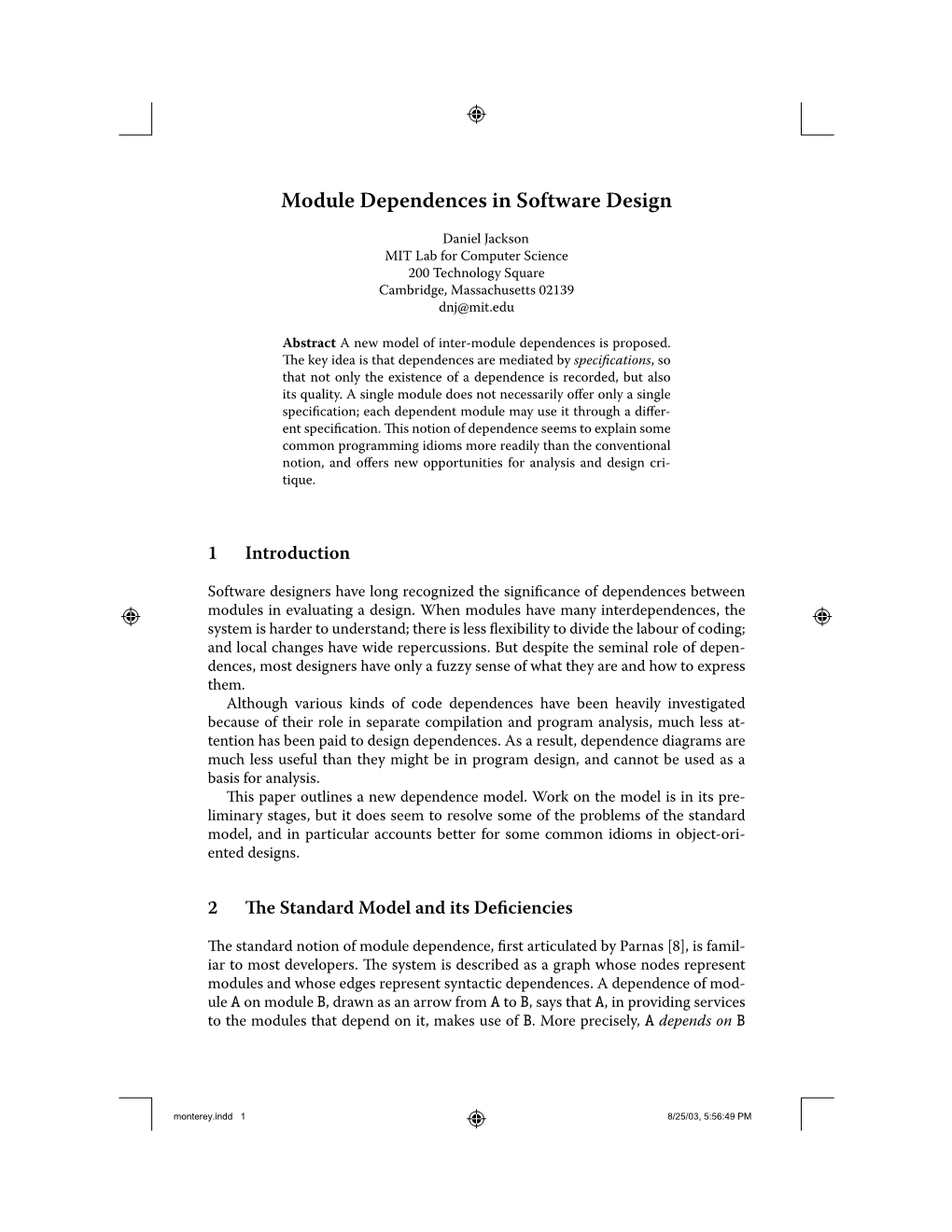 Module Dependences in Software Design
