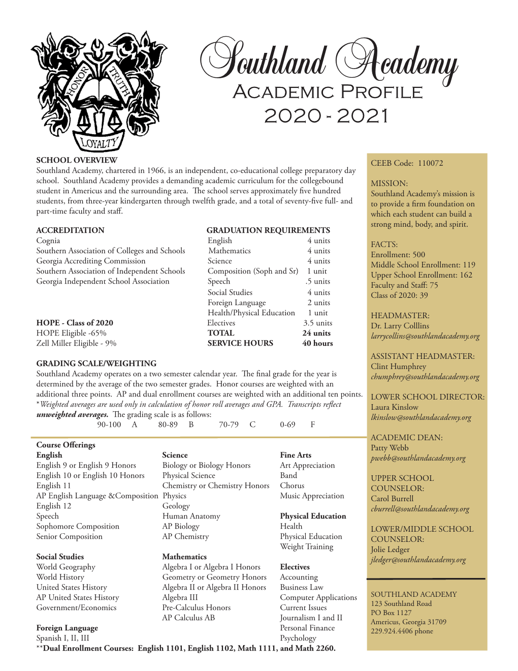 Academic Profile 2020