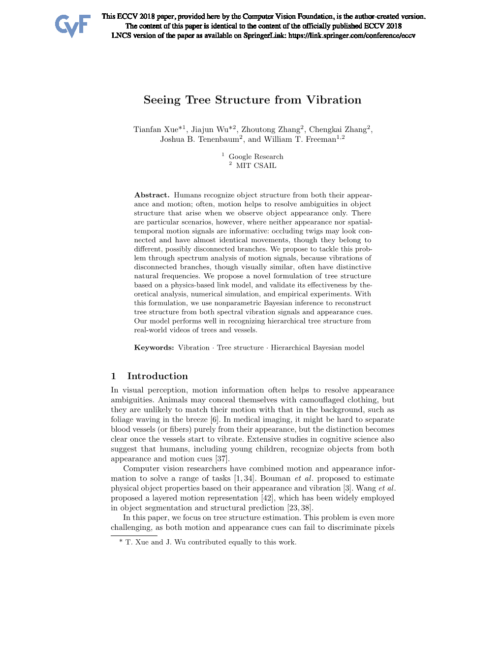 Seeing Tree Structure from Vibration