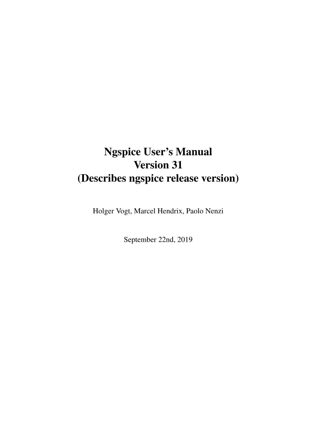 Ngspice User's Manual (Version 31)