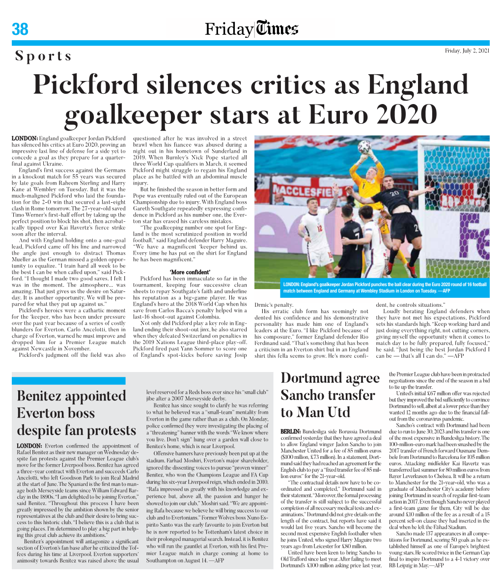 Pickford Silences Critics As England Goalkeeper Stars at Euro 2020