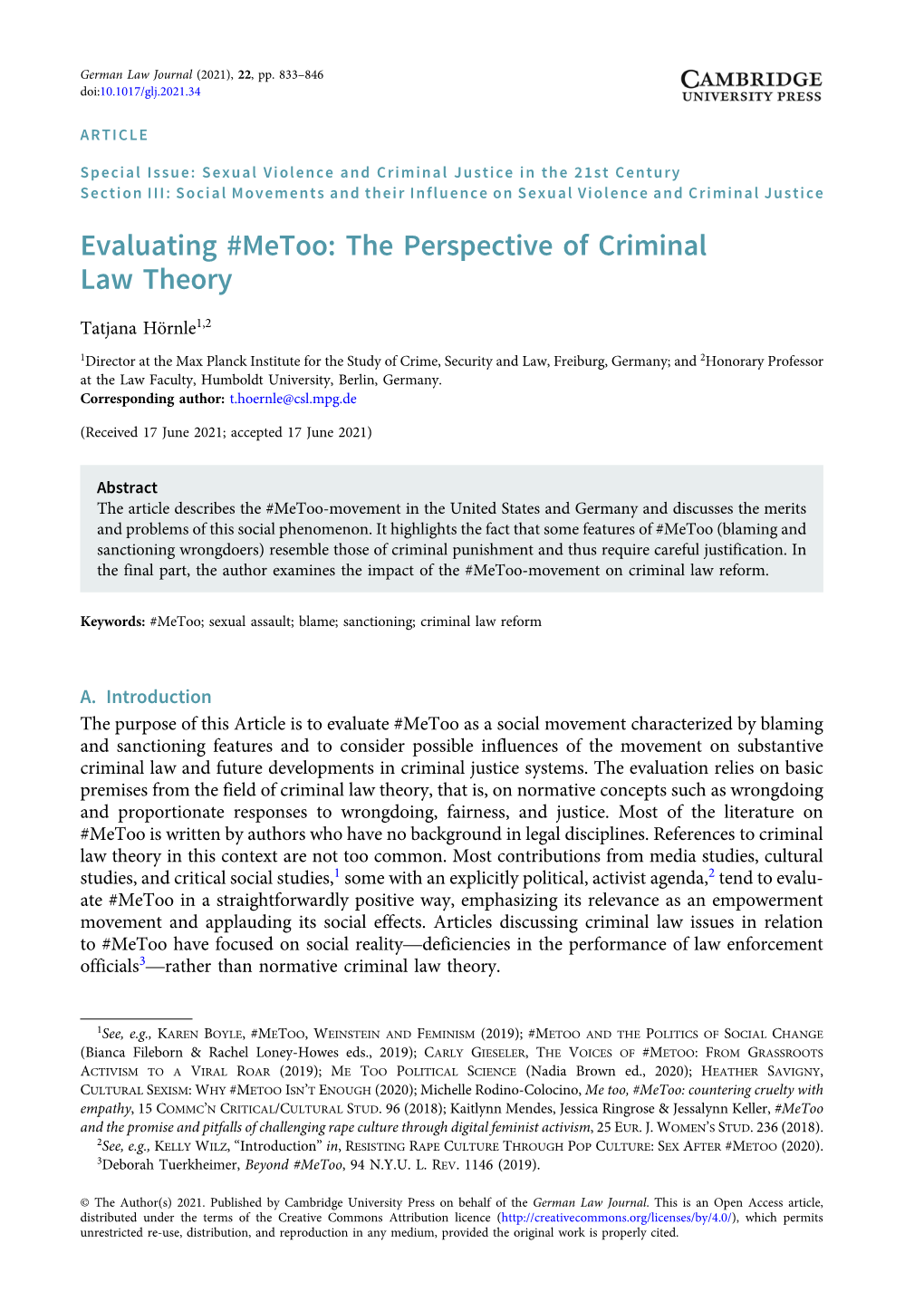 Evaluating #Metoo: the Perspective of Criminal Law Theory