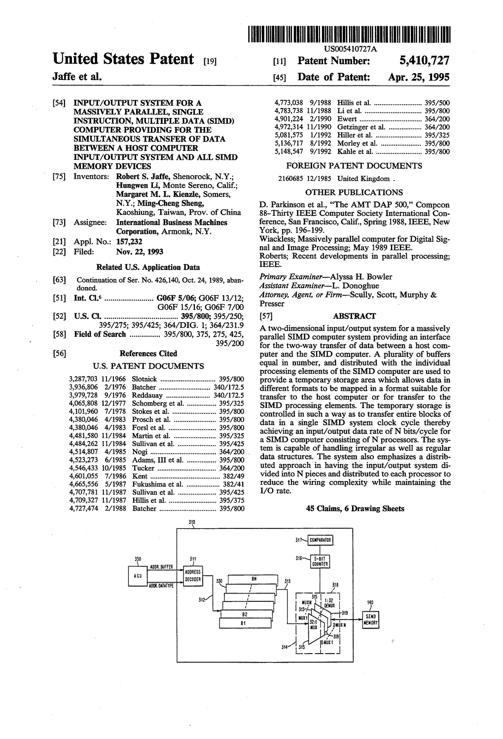 United States Patent [191 [11] Patent Number: 5,410,727 Jaffe Et Al