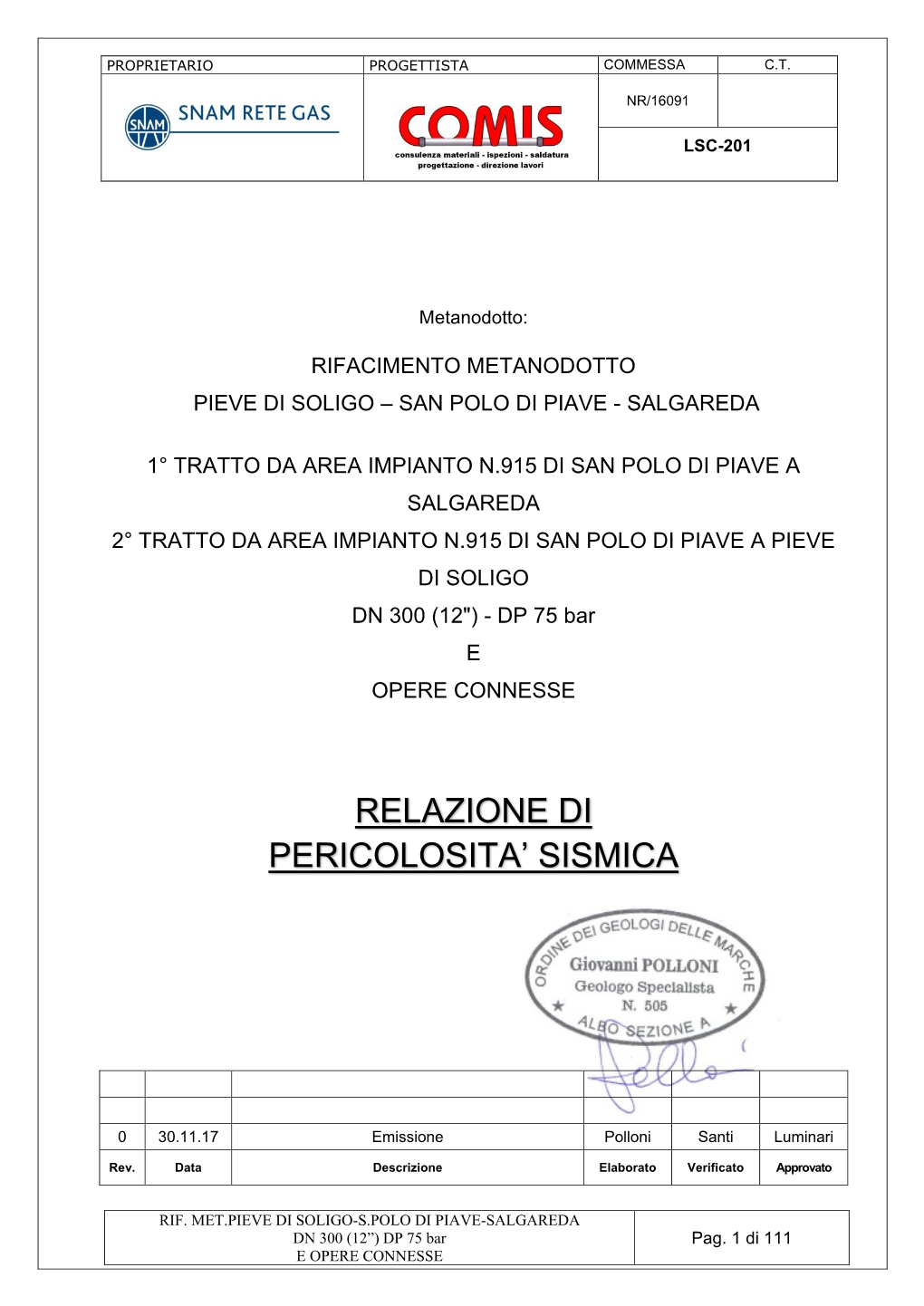 Relazione Di Pericolosita' Sismica