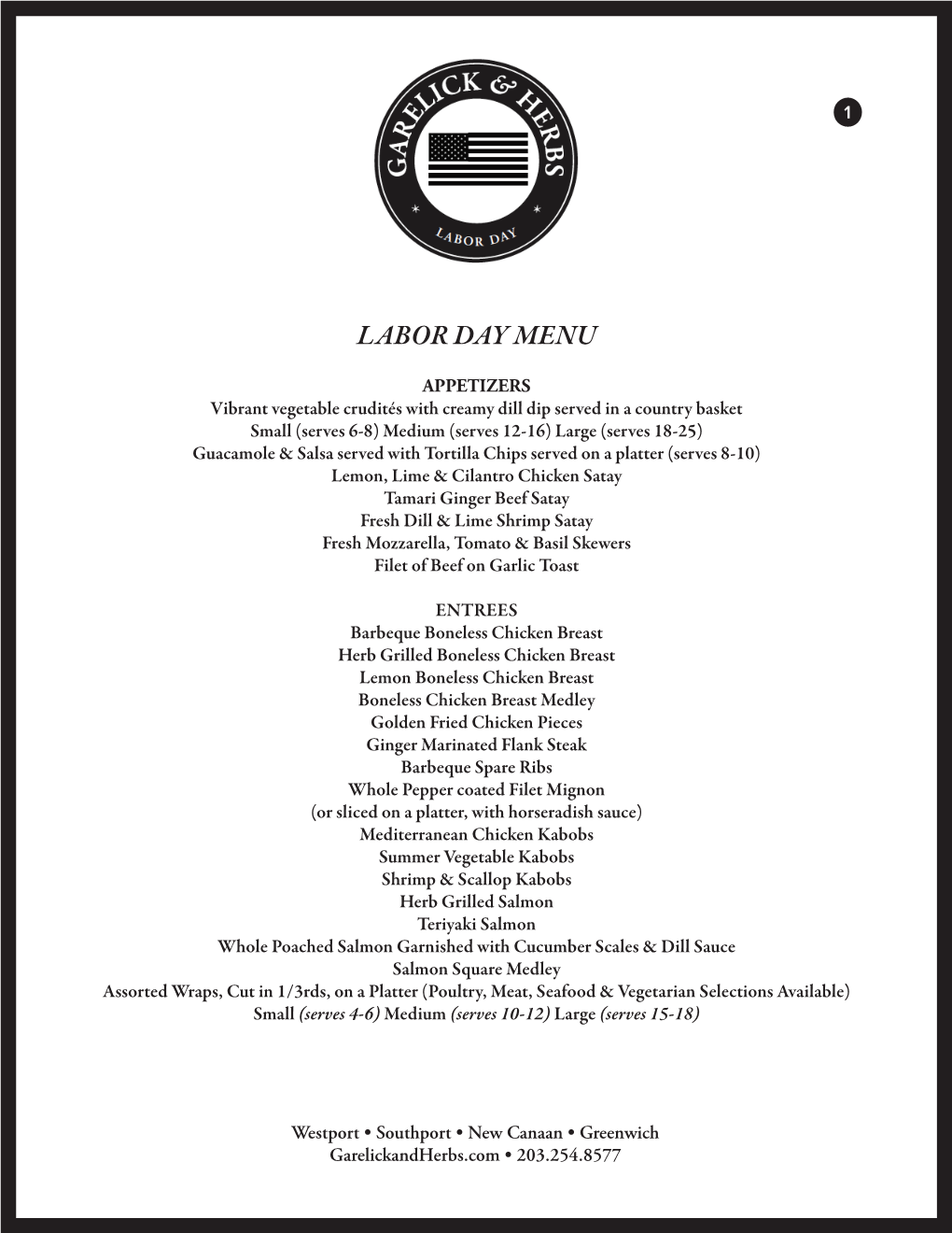 Labor Day Menu