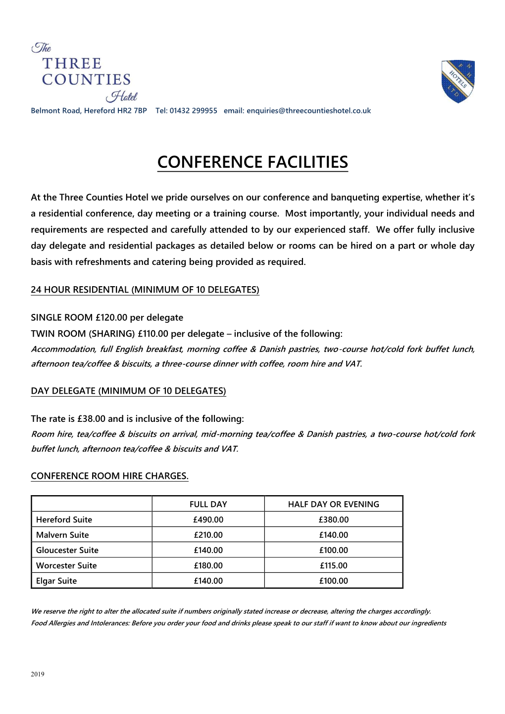 Conference Tariff