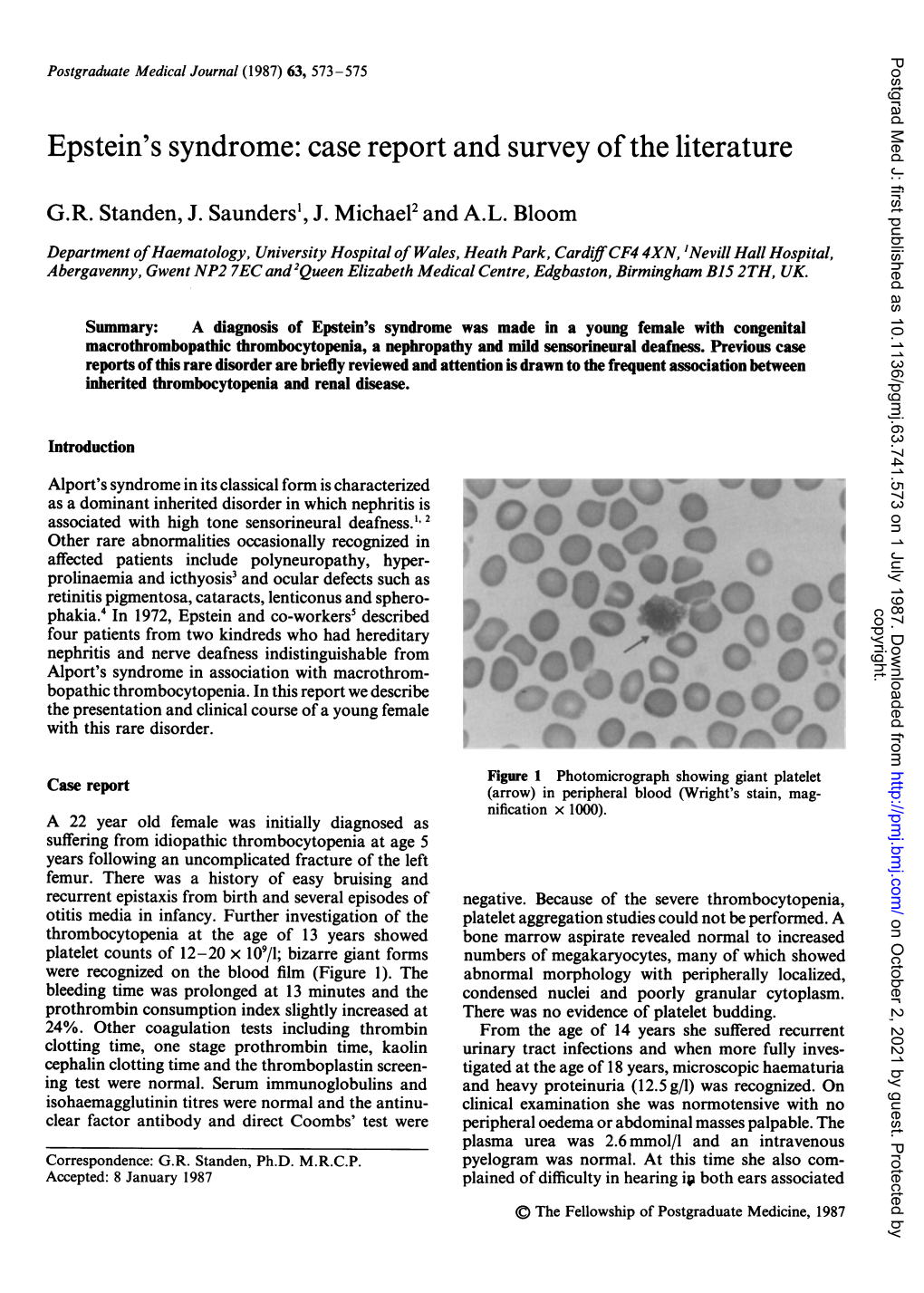 Epstein's Syndrome: Case Report and Survey of the Literature