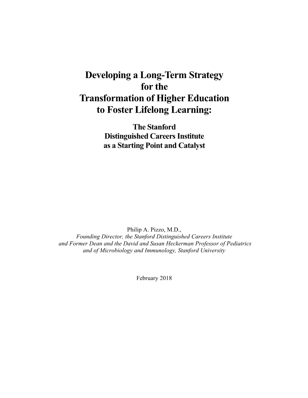 Developing a Long-Term Strategy for the Transformation of Higher Education to Foster Lifelong Learning