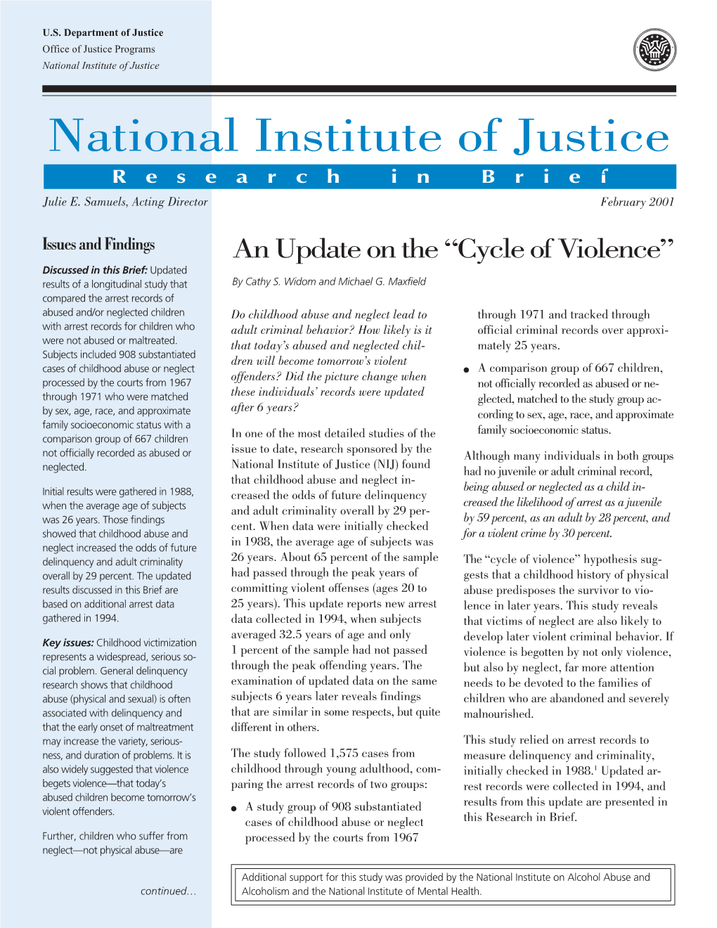 An Update on the "Cycle of Violence"