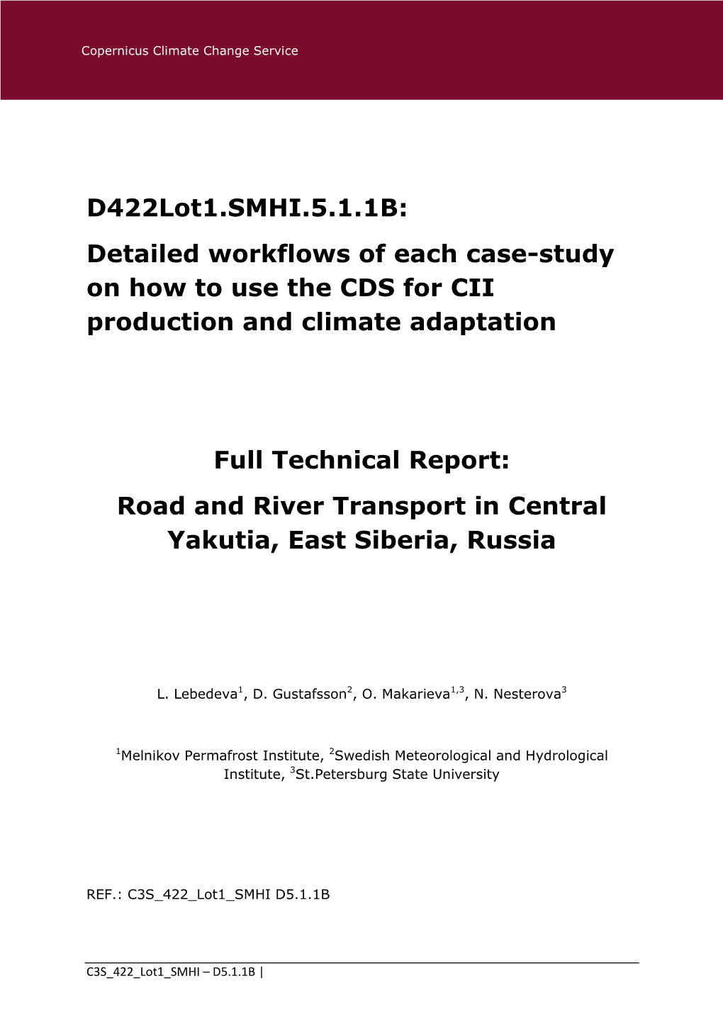 Technical Report: Road and River Transport in Central Yakutia, East Siberia, Russia