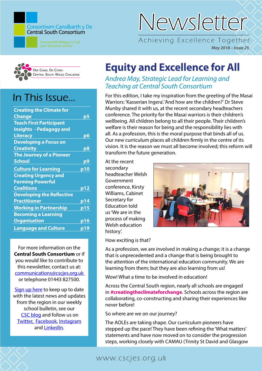 Newsletter Achieving Excellence Together May 2018 – Issue 25