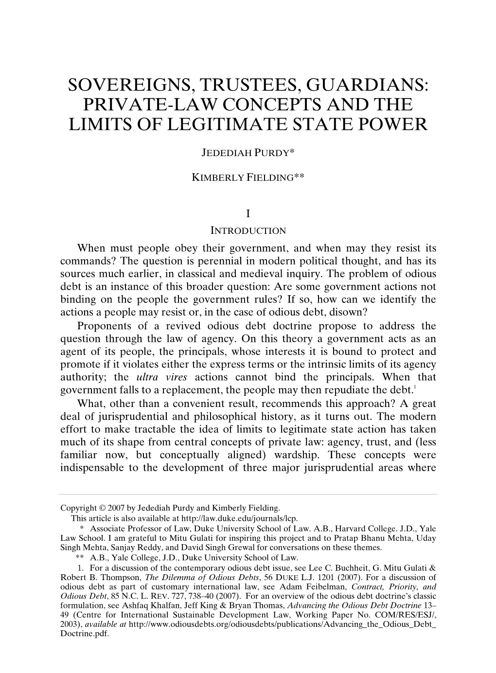 Sovereigns, Trustees, Guardians: Private-Law Concepts and the Limits of Legitimate State Power