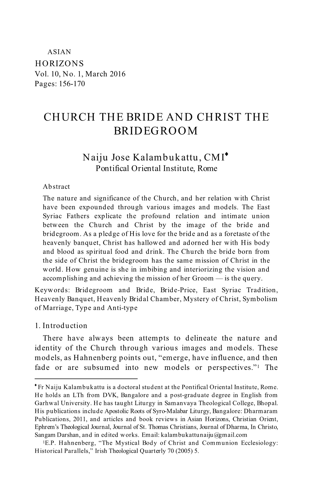 Church the Bride and Christ the Bridegroom