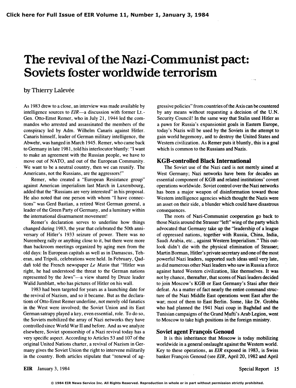 The Revival of the Nazi-Communist Pact: Soviets Foster Worldwide