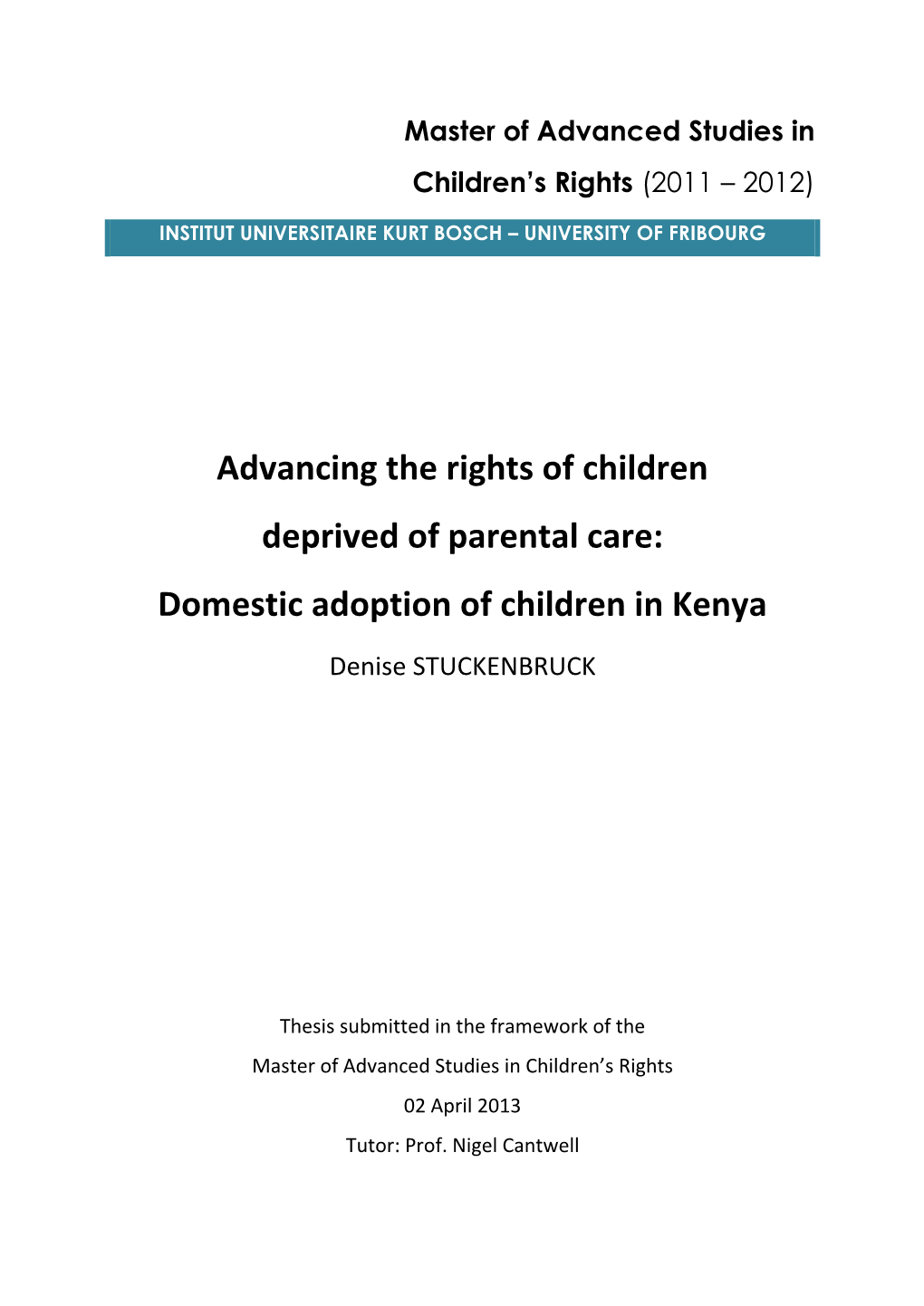 Domestic Adoption of Children in Kenya