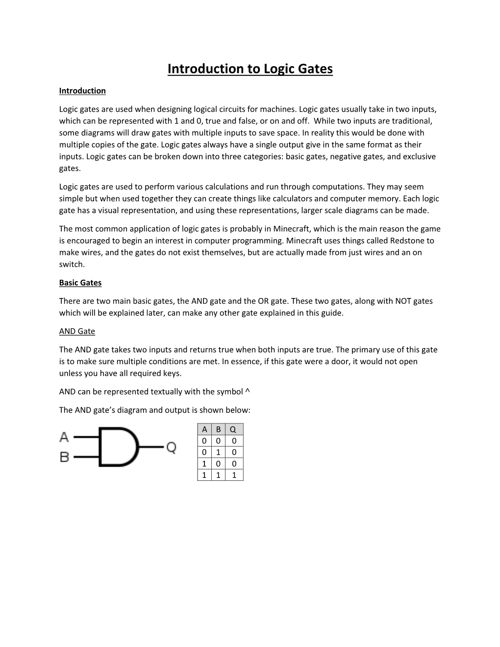 Introduction to Logic Gates