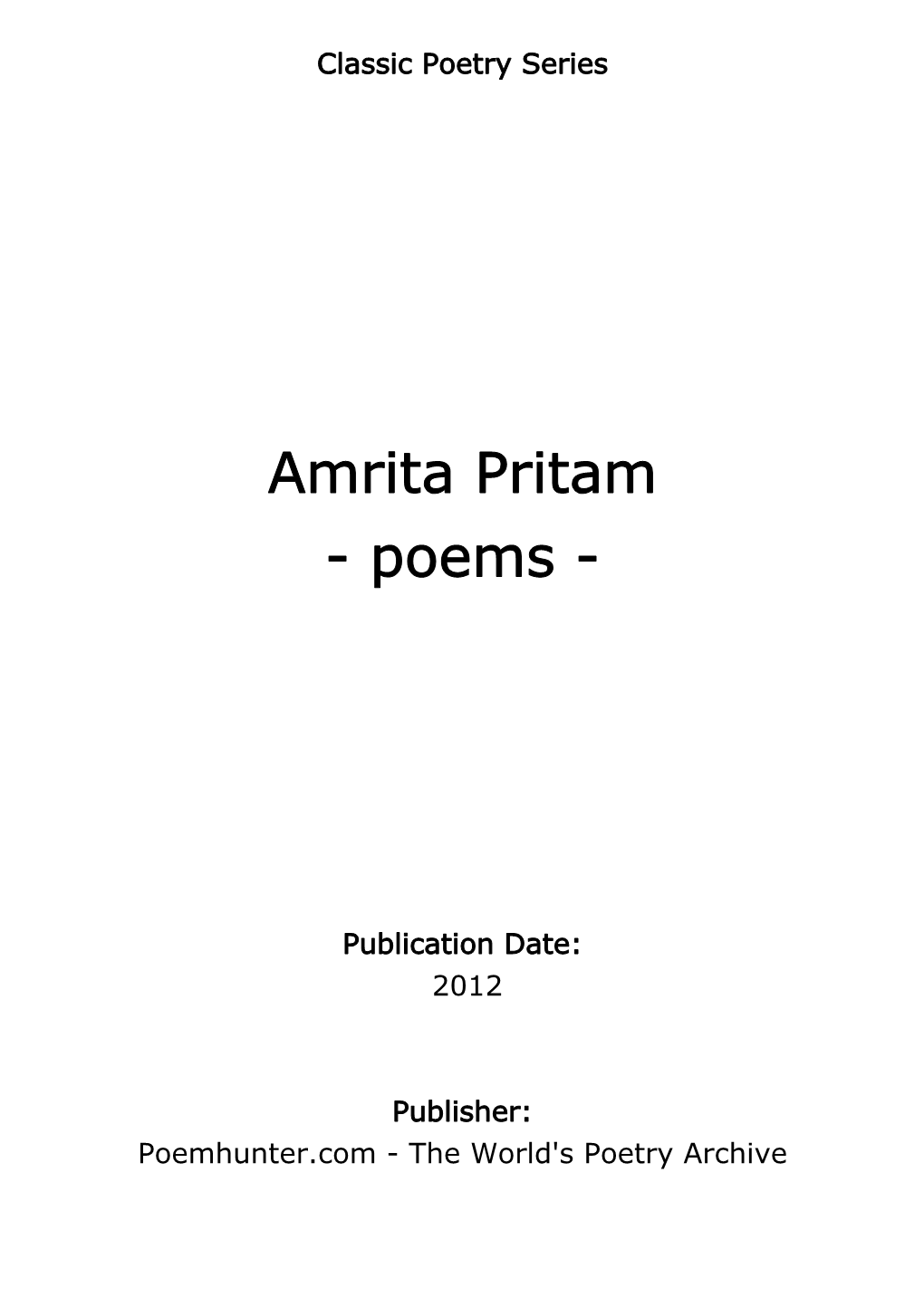 Amrita Pritam - Poems