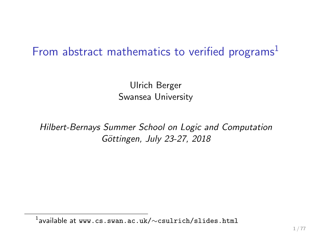 From Abstract Mathematics to Verified Programs