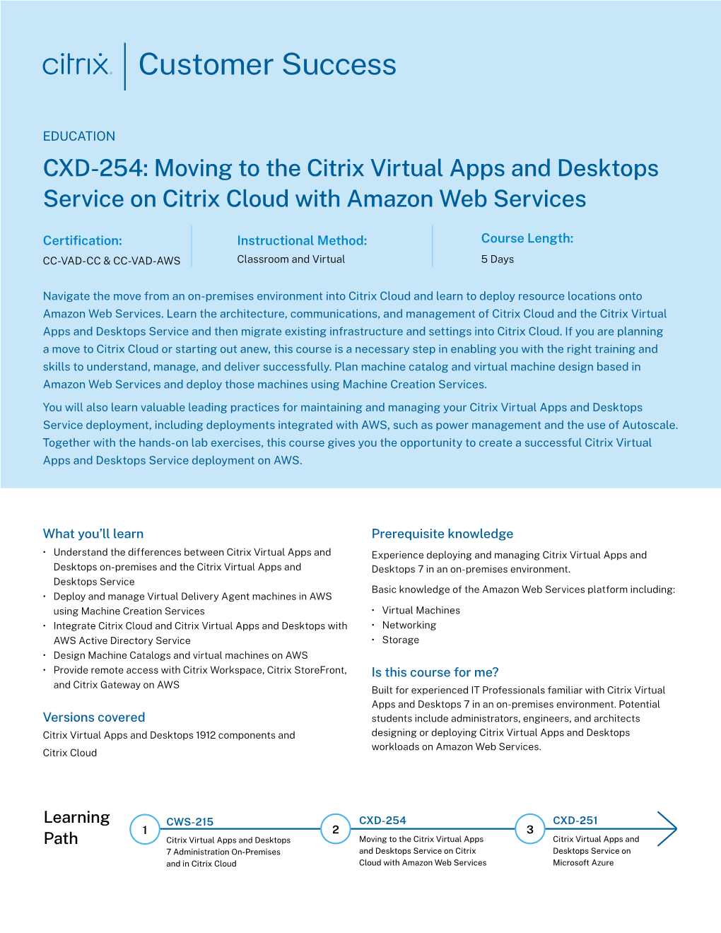 CXD-254: Moving to the Citrix Virtual Apps and Desktops Service on Citrix Cloud with Amazon Web Services