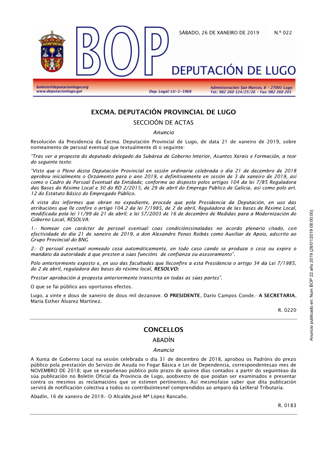 Excma. Deputación Provincial De Lugo Concellos