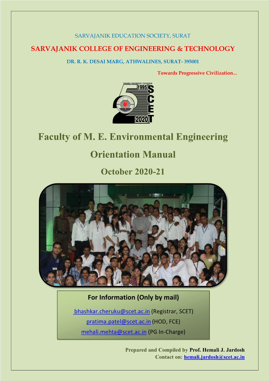 Faculty of M. E. Environmental Engineering Orientation Manual October 2020-21