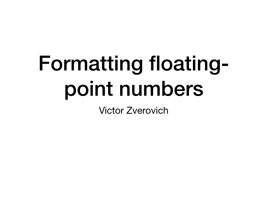 Formatting Floating-Point Numbers