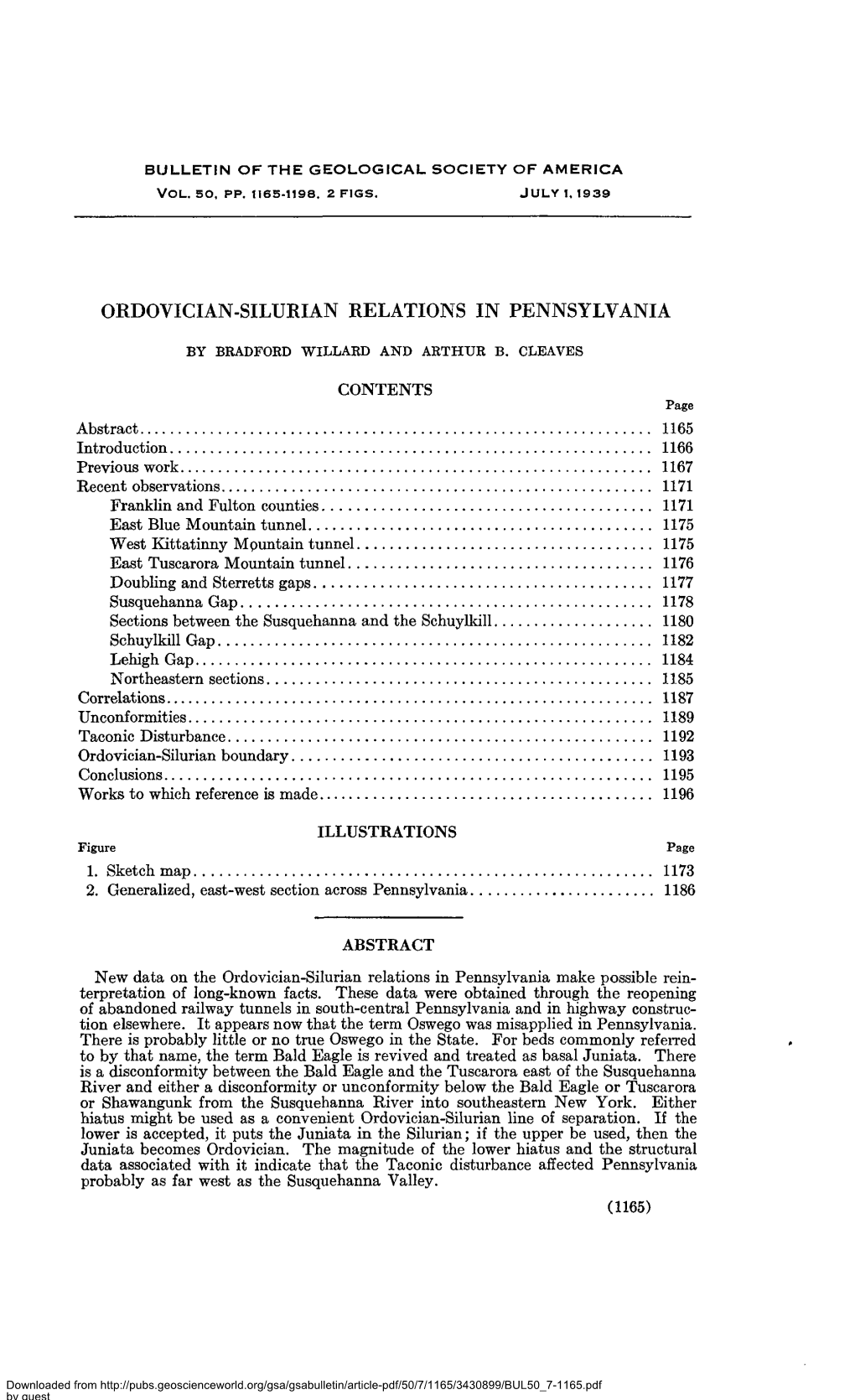 Ordovician-Silurian Relations in Pennsylvania by Bradford Willard and Arthur B