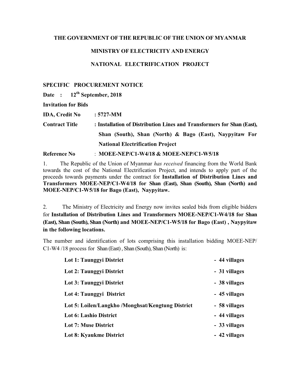 The Government of the Republic of the Union of Myanmar