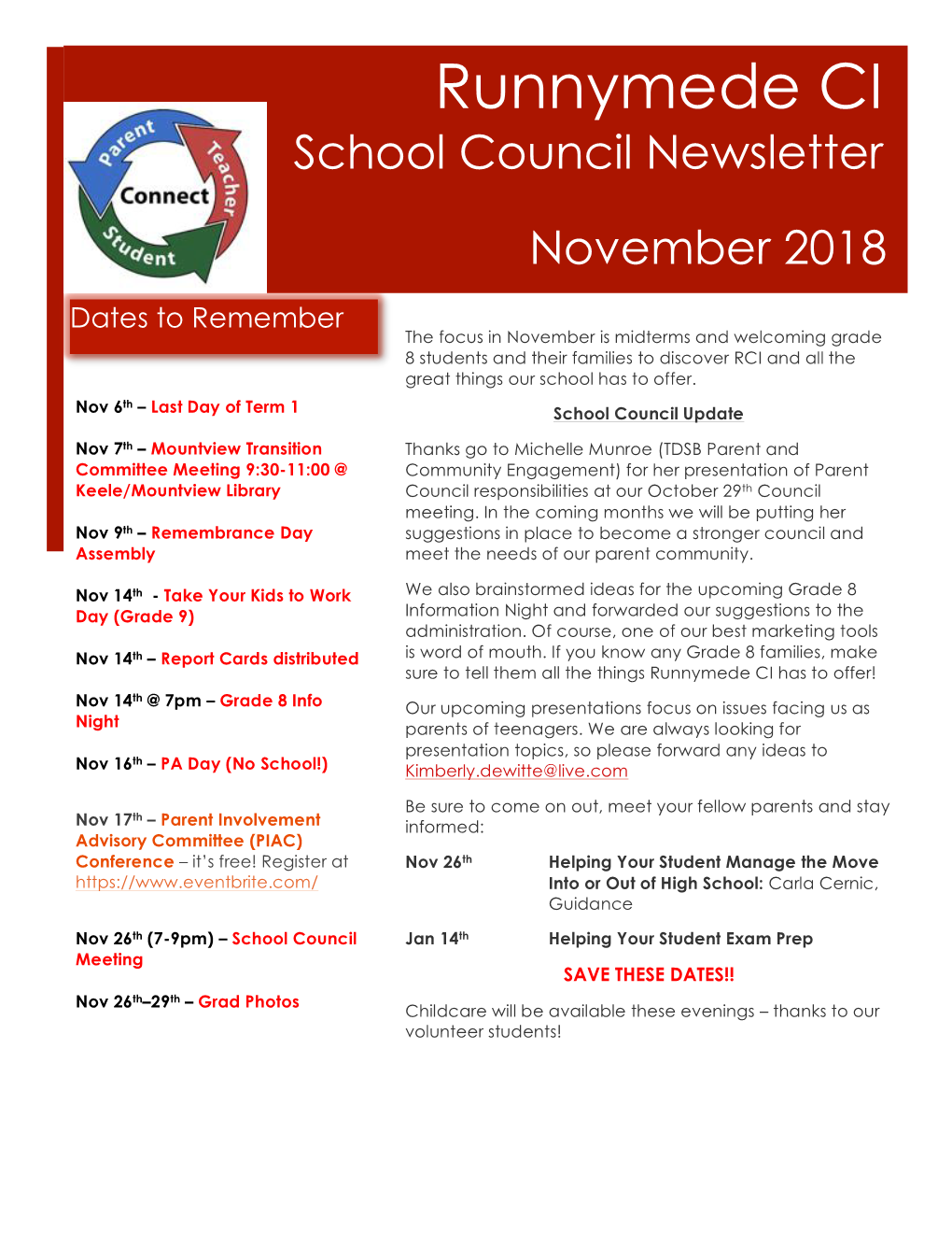 Runnymede CI School Council Newsletter November 2018