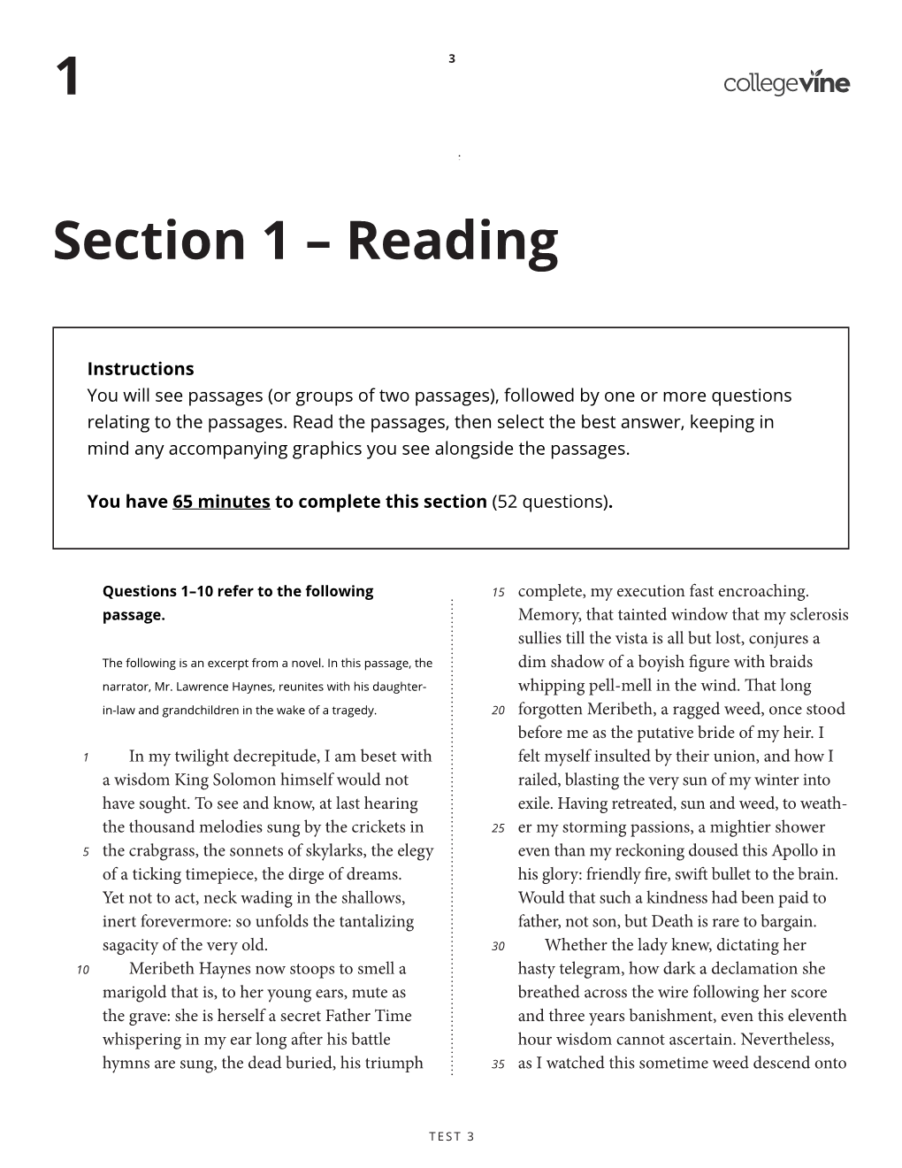 Section 1 – Reading