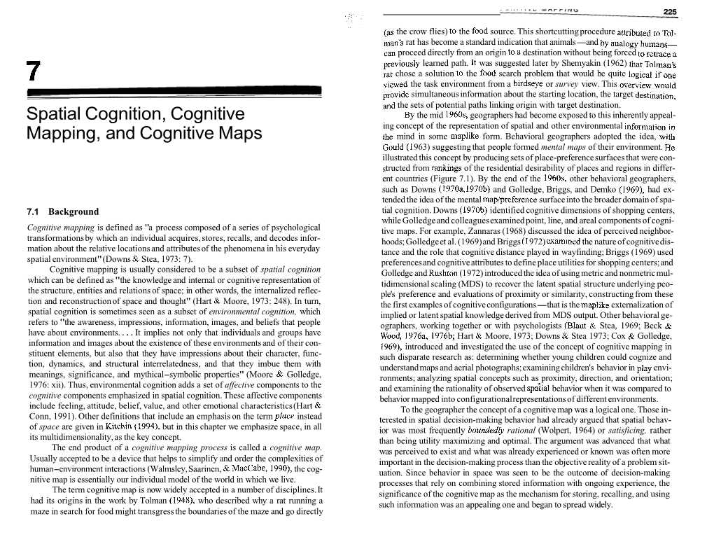 Spatial Cognition, Cognitive Mapping, and Cognitive Maps