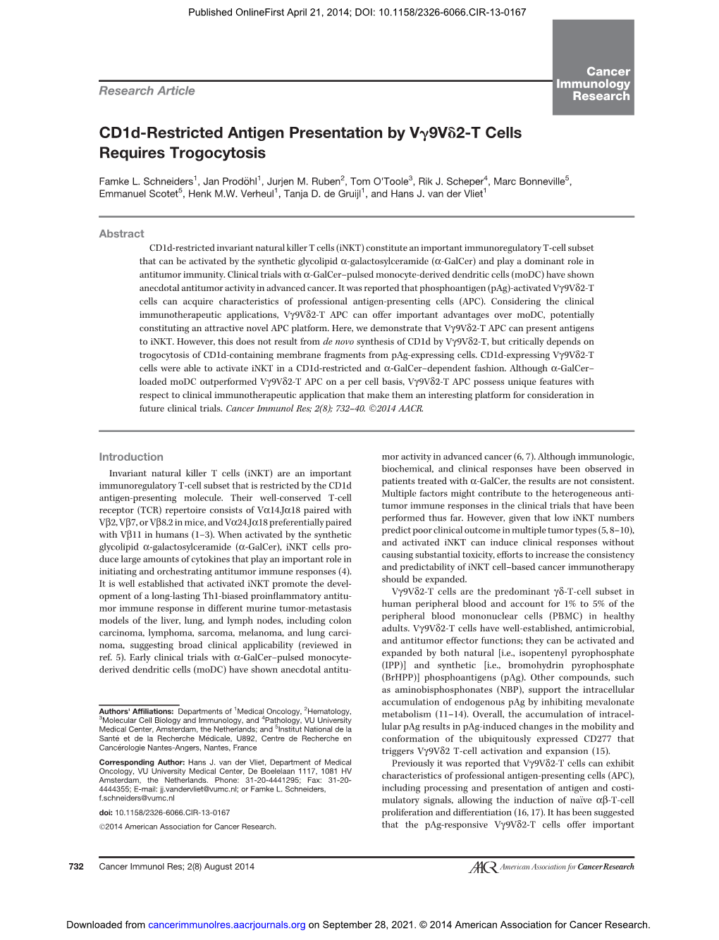 Cd1d-Restricted Antigen Presentation by Vg9vd2-T Cells Requires Trogocytosis