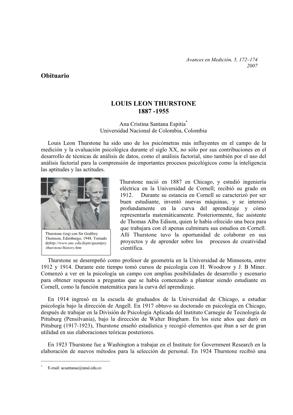 Obituario LOUIS LEON THURSTONE 1887 -1955