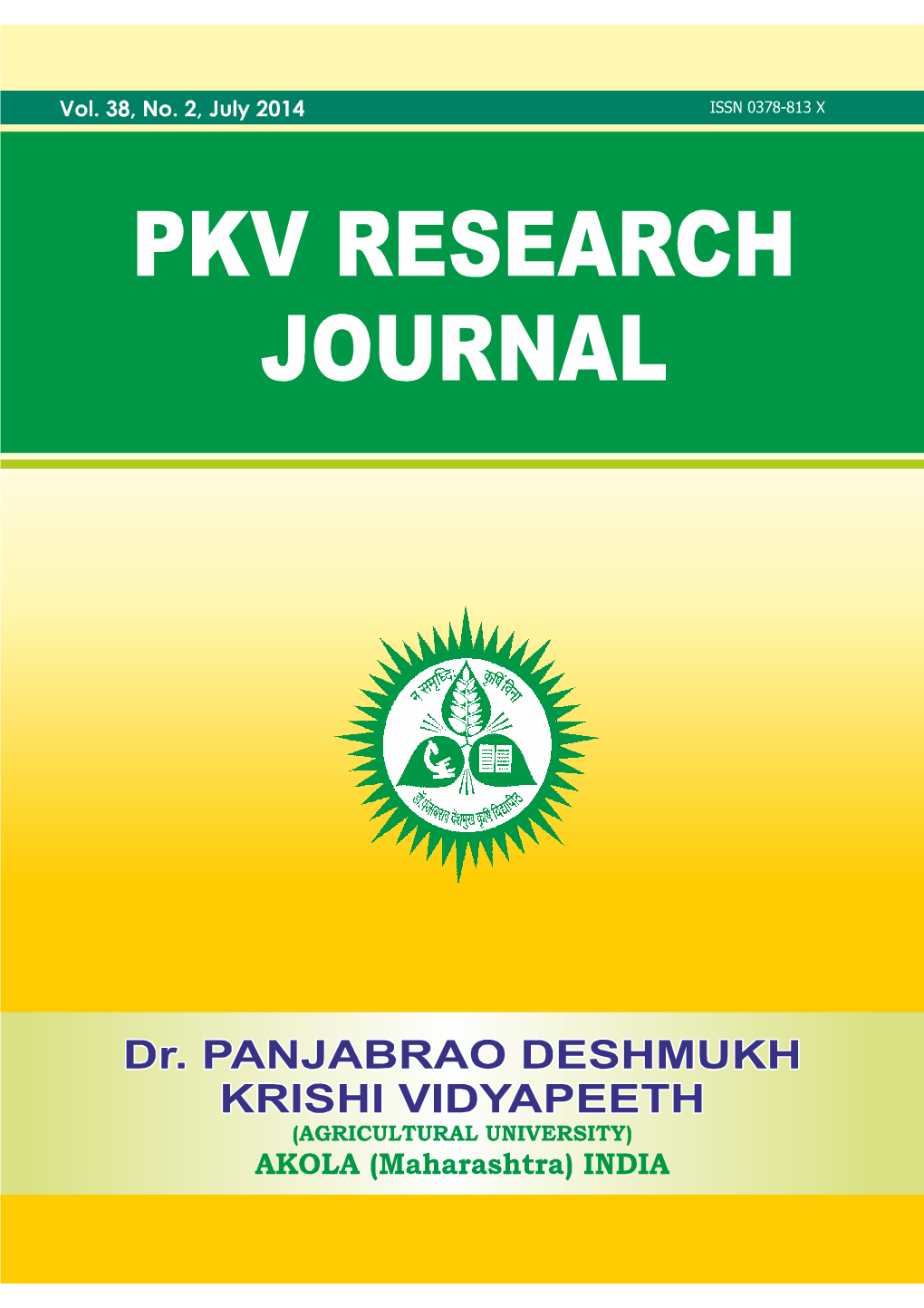 Dr. Panjabrao Deshmukh Krishi Vidyapeeth, Akola Research Journal