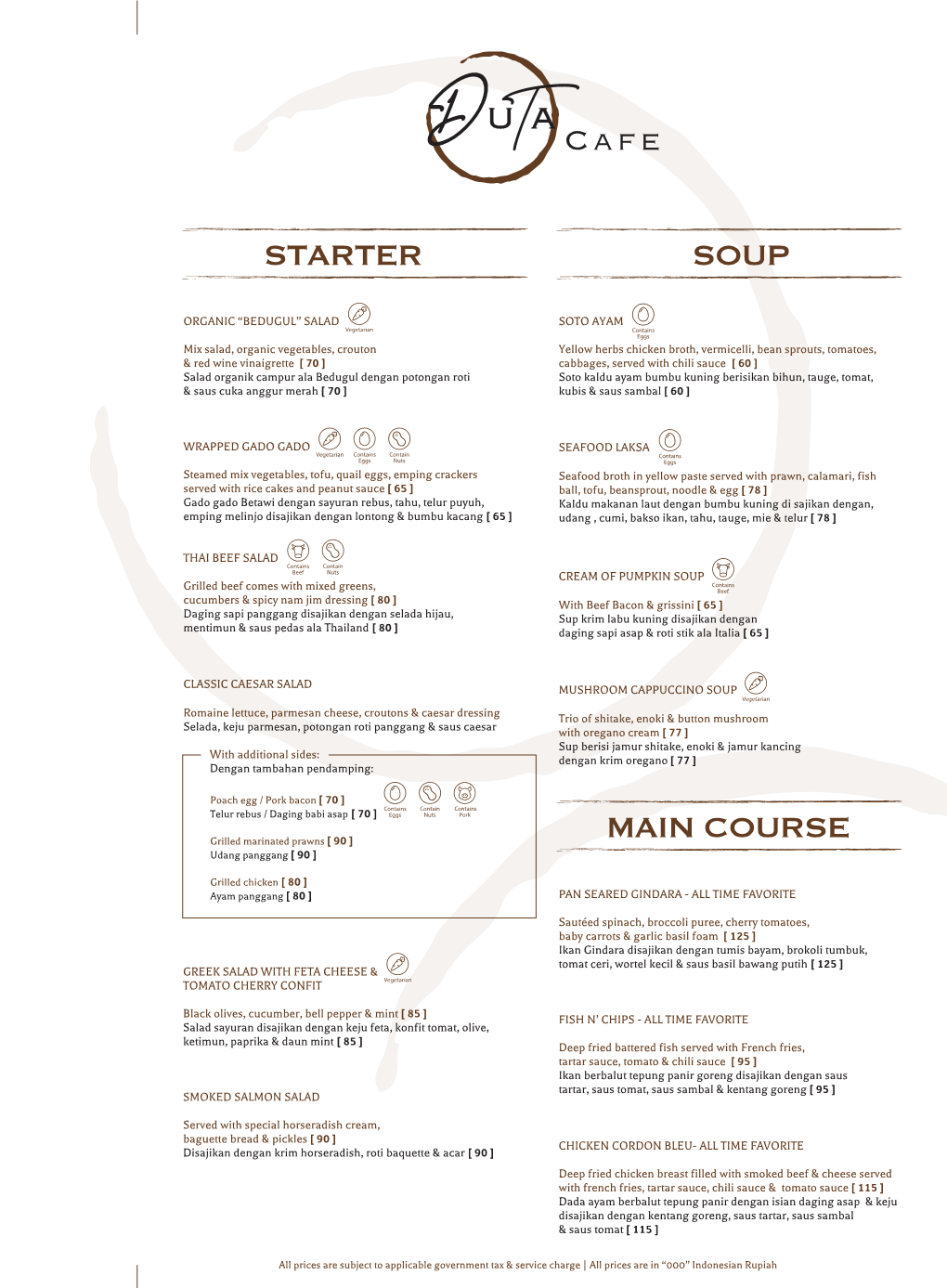 Duta Cafe Menu