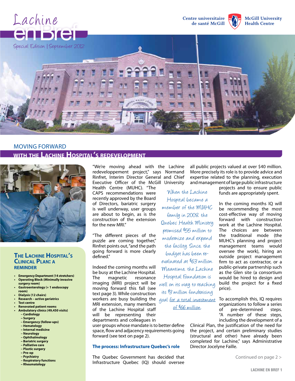 Special Edition | September 2012 When the Lachine Hospital Became