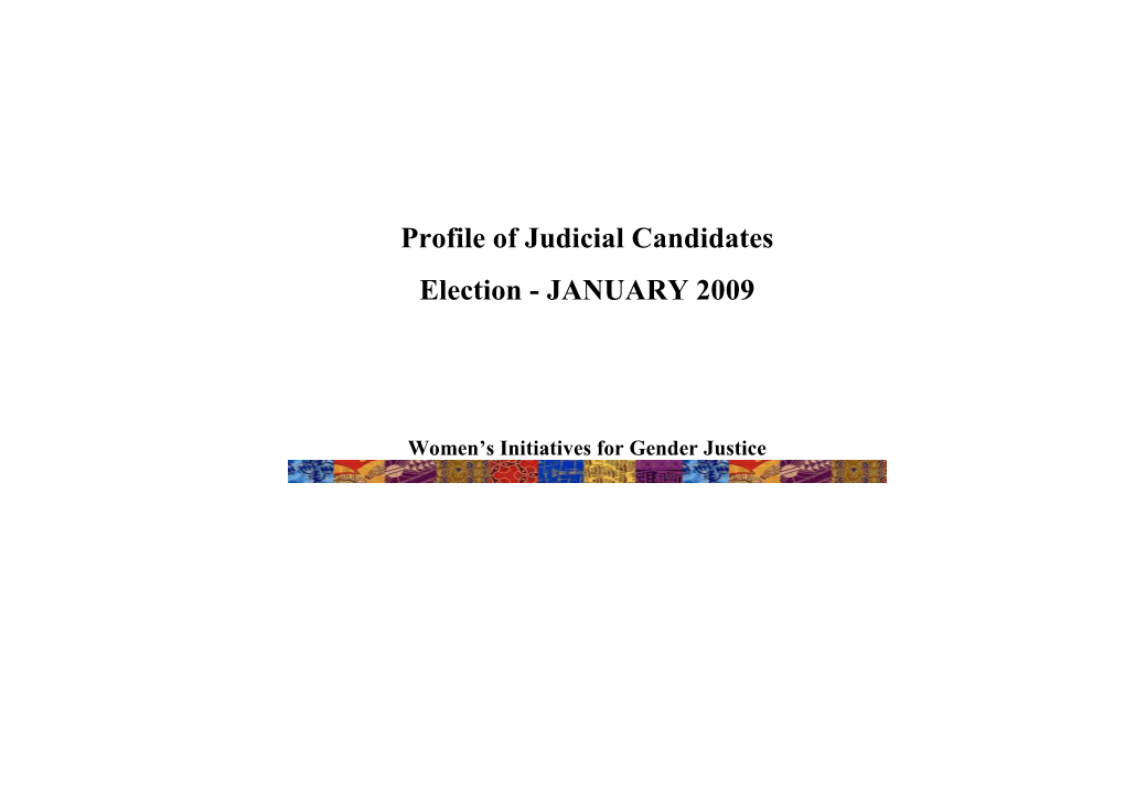 Profile of Judicial Candidates: Election