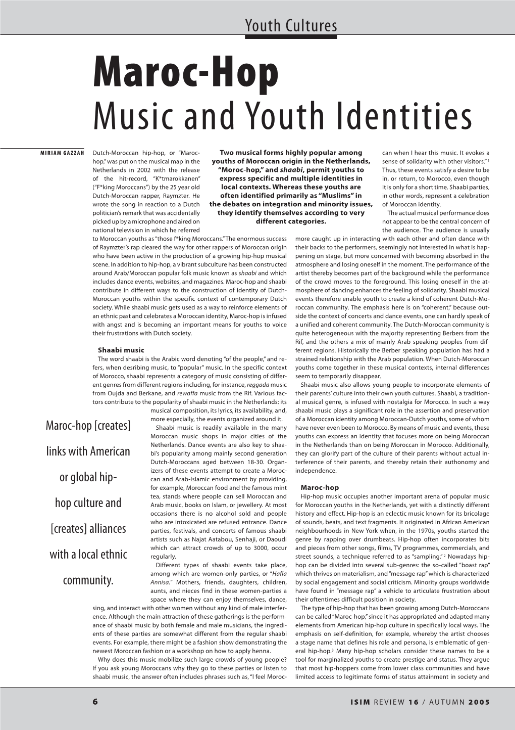 Maroc-Hop Music and Youth Identities