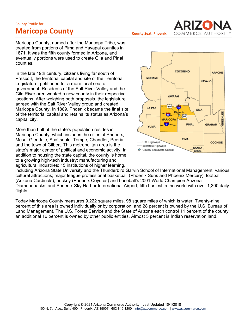 Maricopa County County Seat: Phoenix