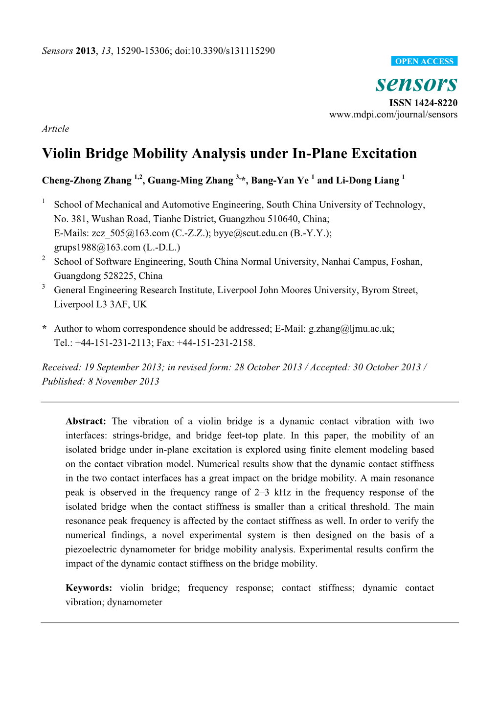 Violin Bridge Mobility Analysis Under In-Plane Excitation