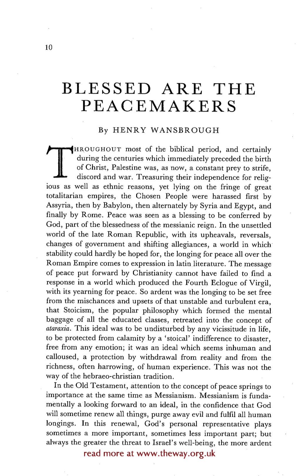 Blessed Are the Peacemakers