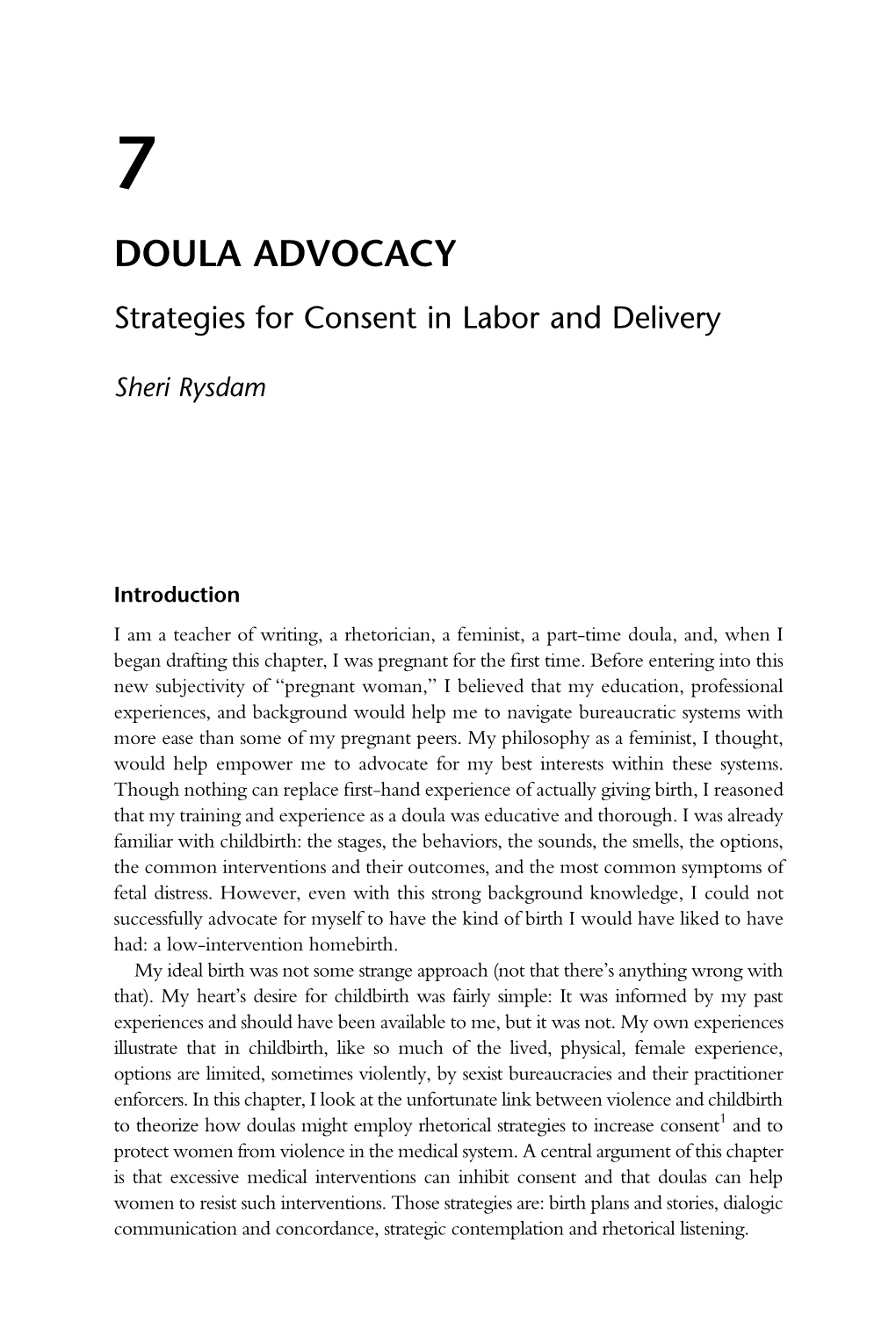DOULA ADVOCACY Strategies for Consent in Labor and Delivery