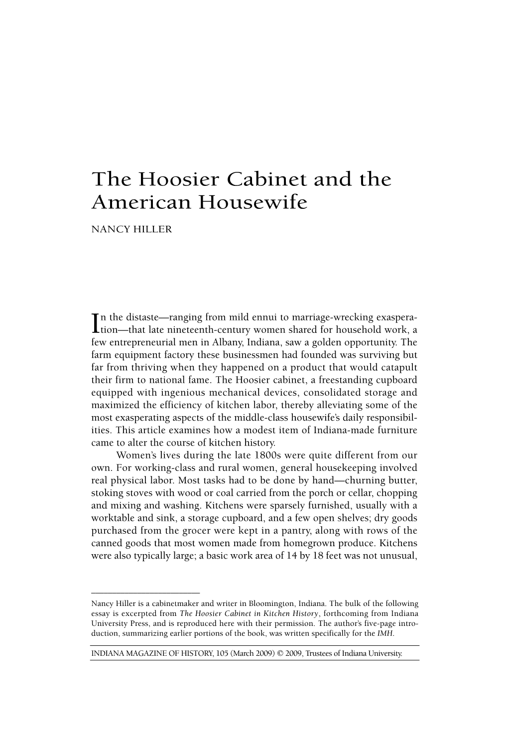 The Hoosier Cabinet and the American Housewife