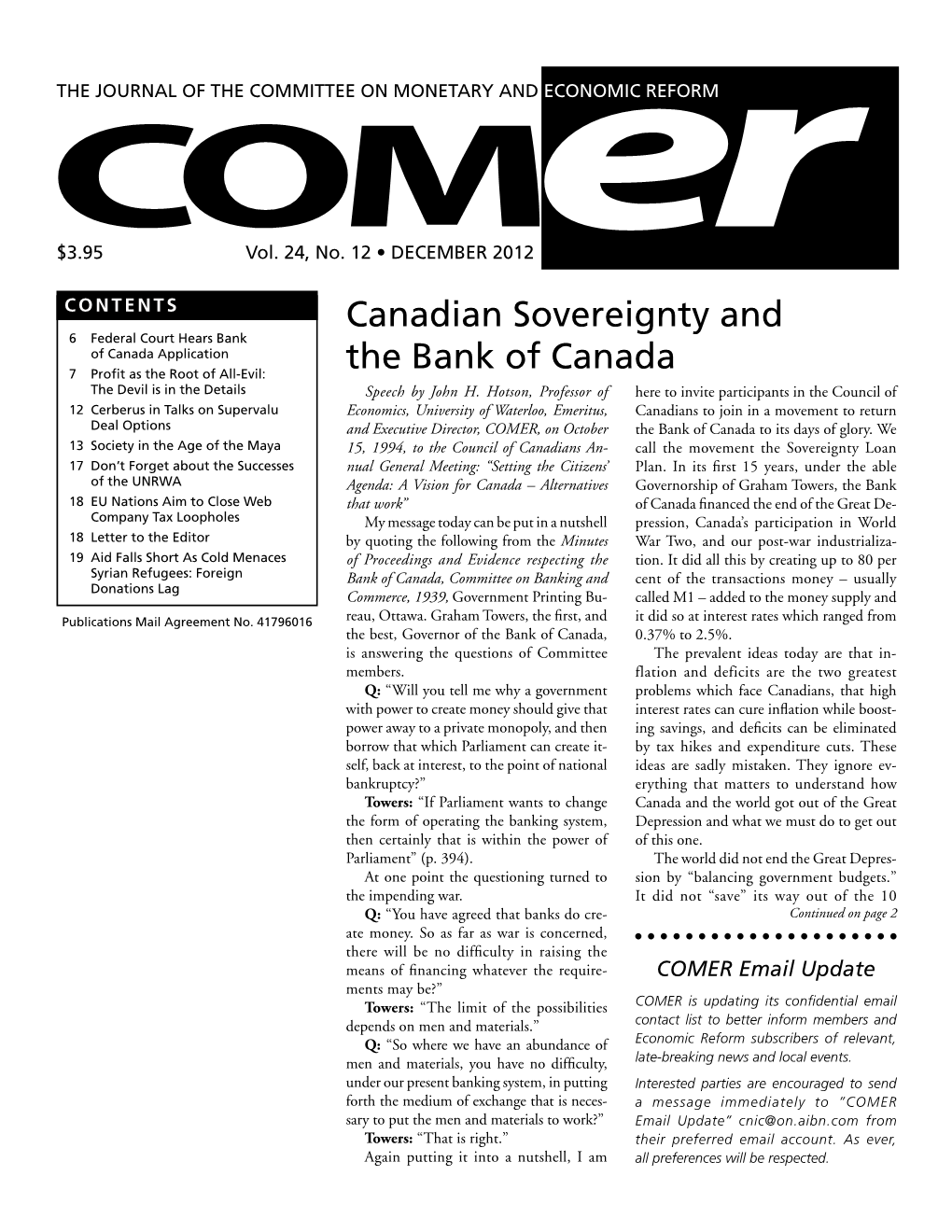 Canadian Sovereignty and the Bank of Canada