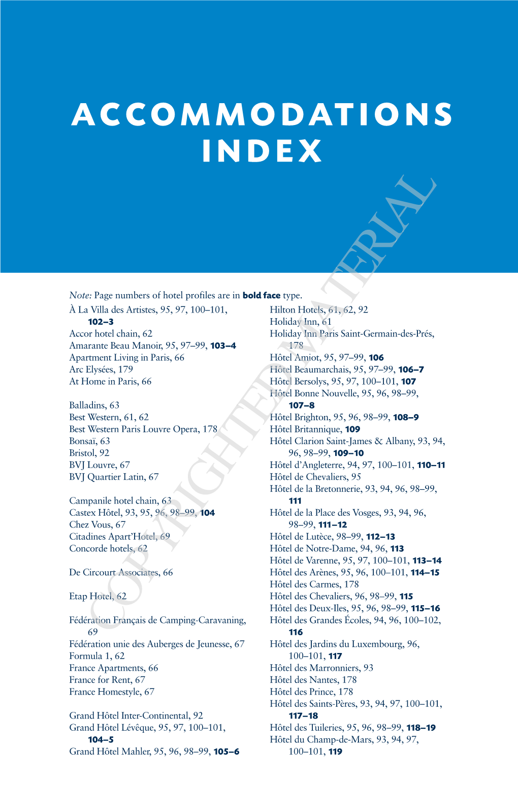 Accommodations Index