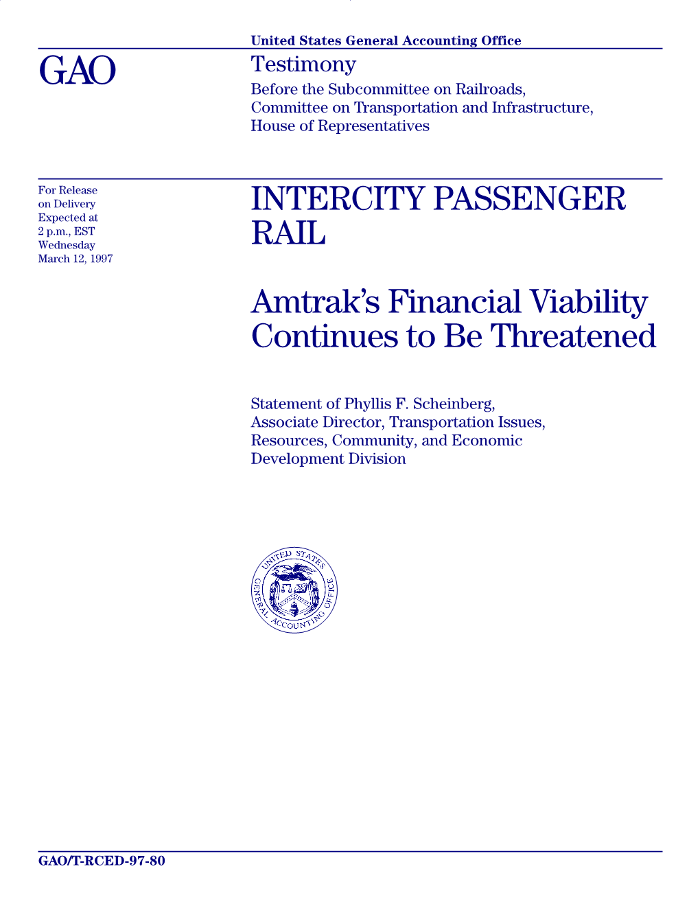 T-RCED-97-80 Intercity Passenger Rail