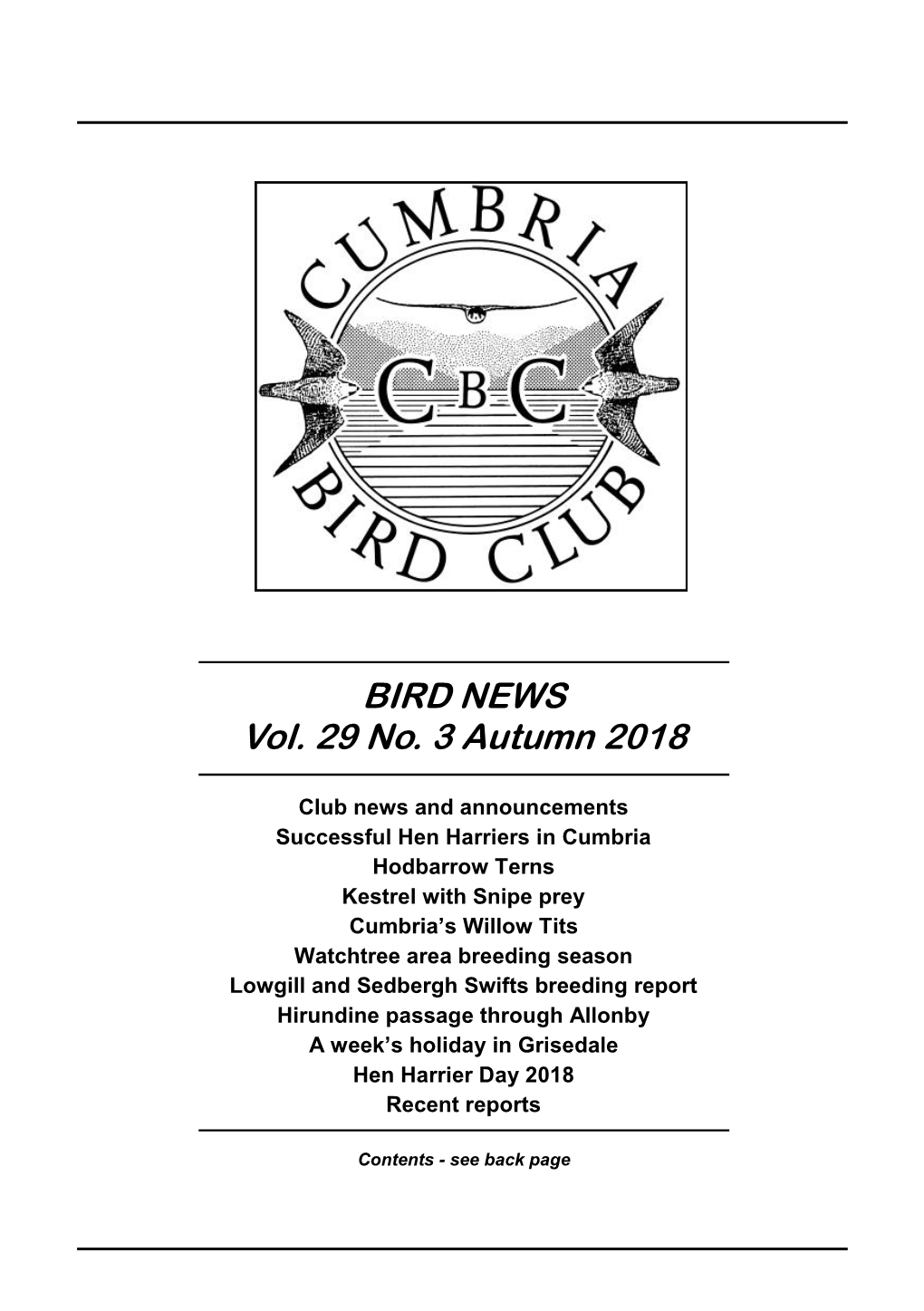 BIRD NEWS Vol. 29 No. 3 Autumn 2018