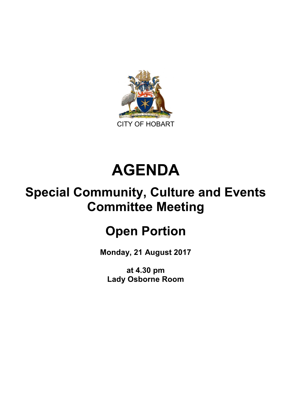 Agenda of Special Community, Culture and Events Committee