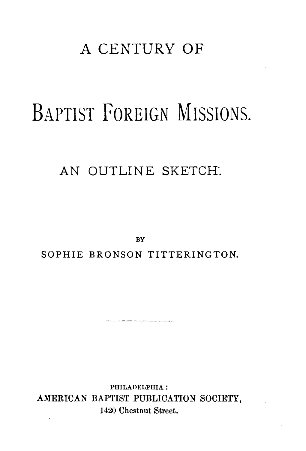 BAPTIST Foreign MISSIONS