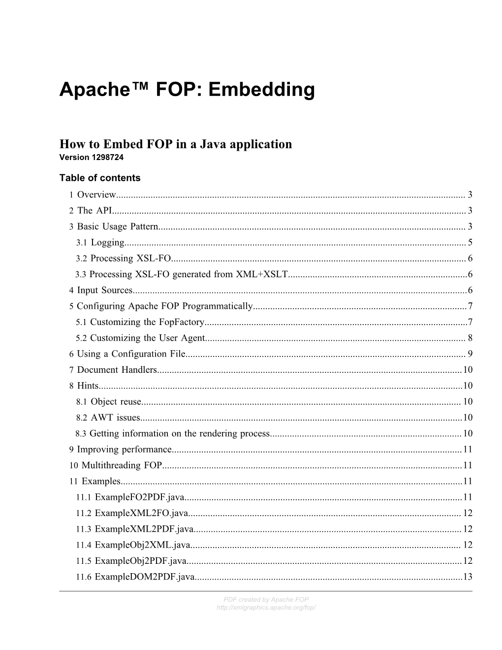 Apache™ FOP: Embedding